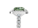 White gold Fancy Green Asscher Cut Halo Diamond Ring with Pavé Band and Three-Prong Setting_17
