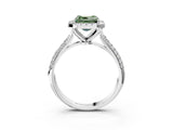 White gold Fancy Green Asscher Cut Halo Diamond Ring with Pavé Band_27