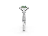 White gold Fancy Green Asscher Cut Halo Diamond Ring with Pavé Band_38