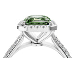 White gold Fancy Green Asscher Cut Halo Diamond Ring with Pavé Band_40