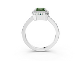 White gold Fancy Green Asscher  Cut Halo Diamond Ring with Pave Band and Four-Prong Setting_20