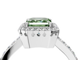 White gold Fancy Green Asscher  Cut Halo Diamond Ring with Pave Band and Four-Prong Setting_21
