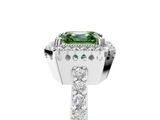 White gold Fancy Green Asscher  Cut Halo Diamond Ring with Pave Band and Four-Prong Setting_22