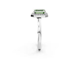 White gold Fancy Green Asscher Cut Halo Diamond Ring with Solitaire Band and Prong Setting_2