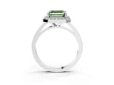 White gold Fancy Green Asscher Cut Halo Diamond Ring with Solitaire Band and Prong Setting_3