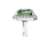 White gold Fancy Green Asscher Cut Halo Diamond Ring with Solitaire Band and Prong Setting_5
