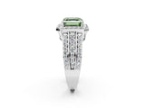 White gold Fancy Green Asscher Cut Halo Diamond Ring with Split Shank and Four-Prong Setting_36