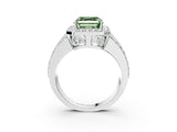 White gold Fancy Green Asscher Cut Halo Diamond Ring with Split Shank and Four-Prong Setting_37