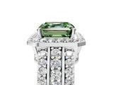 White gold Fancy Green Asscher Cut Halo Diamond Ring with Split Shank and Four-Prong Setting_38