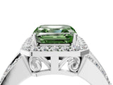White gold Fancy Green Asscher Cut Halo Diamond Ring with Split Shank and Four-Prong Setting_38