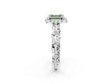White gold Fancy Green Asscher Cut Halo Diamond Solitaire with Filigree Band and Four-Prong Setting_2