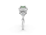 White gold Fancy Green Asscher Cut Halo Diamond Split Shank Engagement Ring with Four-Prong Setting_2
