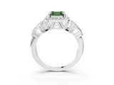 White gold Fancy Green Asscher Cut Halo Diamond Split Shank Engagement Ring with Four-Prong Setting_3