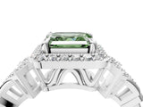 White gold Fancy Green Asscher Cut Halo Diamond Split Shank Engagement Ring with Four-Prong Setting_4