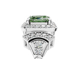 White gold Fancy Green Asscher Cut Halo Diamond Split Shank Engagement Ring with Four-Prong Setting_5
