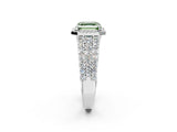 White gold Fancy Green Asscher Cut Halo Pavé Diamond Engagement Ring with Split Shank and Four-Prong Setting_5
