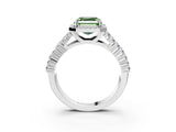 White gold Fancy Green Asscher Cut Halo Pavé Diamond Engagement Ring with Split Shank and Four-Prong Setting_6