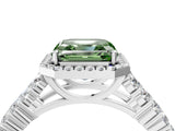 White gold Fancy Green Asscher Cut Halo Pavé Diamond Engagement Ring with Split Shank and Four-Prong Setting_7