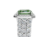White gold Fancy Green Asscher Cut Halo Pavé Diamond Engagement Ring with Split Shank and Four-Prong Setting_8