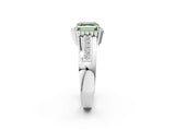 White gold Fancy Green Asscher  Cut Halo Pave Band Four-Prong Ring_31