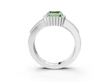 White gold Fancy Green Asscher  Cut Halo Pave Band Four-Prong Ring_32