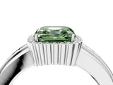 White gold Fancy Green Asscher  Cut Halo Pave Band Four-Prong Ring_33