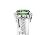 White gold Fancy Green Asscher  Cut Halo Pave Band Four-Prong Ring_34