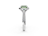 White gold Fancy Green Asscher  Cut Halo Pave Band Four-Prong Setting Ring_2