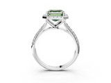 White gold Fancy Green Asscher  Cut Halo Pave Band Four-Prong Setting Ring_3