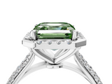 White gold Fancy Green Asscher  Cut Halo Pave Band Four-Prong Setting Ring_4
