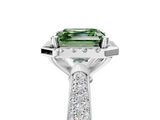 White gold Fancy Green Asscher  Cut Halo Pave Band Four-Prong Setting Ring_5