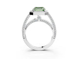 White gold Fancy Green Asscher  Cut Halo Pave Split Shank Prong Setting Ring_50