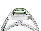 White gold Fancy Green Asscher  Cut Halo Pave Split Shank Prong Setting Ring_51