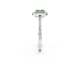 White gold Fancy Green Asscher Cut Halo Round Diamond Pavé Band with Four-Prong Setting_17