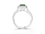 White gold Fancy Green Asscher Cut Halo Round Diamond Pavé Band with Four-Prong Setting_18