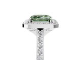 White gold Fancy Green Asscher Cut Halo Round Diamond Pavé Band with Four-Prong Setting_20