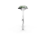 White gold Fancy Green Asscher Cut Halo Round Diamond Solitaire Engagement Ring with Pave Band and Four-Prong Setting_26
