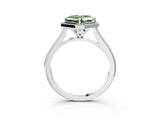 White gold Fancy Green Asscher Cut Halo Round Diamond Solitaire Engagement Ring with Pave Band and Four-Prong Setting_27