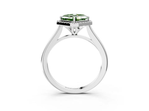 White gold Fancy Green Asscher Cut Halo Round Diamond Solitaire Engagement Ring with Pave Band and Four-Prong Setting_27