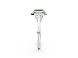 White gold Fancy Green Asscher Cut Halo Round Diamond Solitaire Ring with Pavé Band and Four-Prong Setting_2
