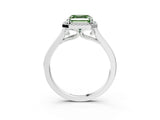 White gold Fancy Green Asscher Cut Halo Round Diamond Solitaire Ring with Pavé Band and Four-Prong Setting_3