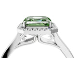 White gold Fancy Green Asscher Cut Halo Round Diamond Solitaire Ring with Pavé Band and Four-Prong Setting_4