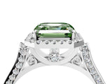 White gold Fancy Green Asscher Cut Halo Round Diamond Twist Band with Four-Prong Setting_28