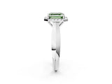 White gold Fancy Green Asscher  Cut Halo Solitaire Engagement Ring with Square Band and Four-Prong Setting_116
