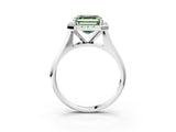 White gold Fancy Green Asscher  Cut Halo Solitaire Engagement Ring with Square Band and Four-Prong Setting_15