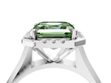 White gold Fancy Green Asscher  Cut Halo Solitaire Engagement Ring with Square Band and Four-Prong Setting_16