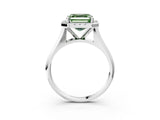 White gold Fancy Green Asscher  Cut Halo Solitaire Engagement Ring with Square Band and Four-Prong Setting_81