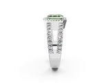 White gold Fancy Green Asscher  Cut Halo Split Shank Diamond Ring with Four-Prong Setting_2