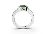 White gold Fancy Green Asscher  Cut Halo Split Shank Diamond Ring with Four-Prong Setting_3