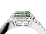 White gold Fancy Green Asscher  Cut Halo Split Shank Diamond Ring with Four-Prong Setting_4